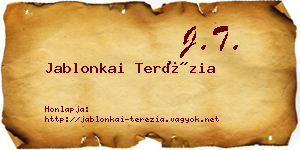 Jablonkai Terézia névjegykártya
