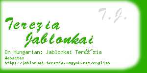 terezia jablonkai business card